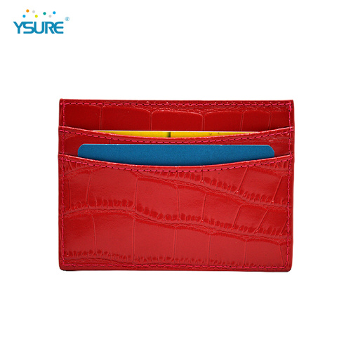 Slim Rfid Blocking Crocodile Leather Card Holder