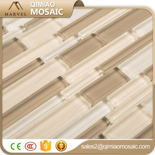 Strip Brown Mix Beige Warm Color Design Glass Roman Mosaic Tile