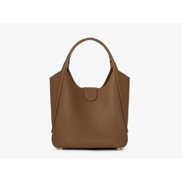 Simple and Stylish Leather Market Basket Bucket Bag