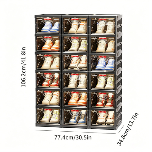 Elegant Retro Black Shoe Cabinet with Foldable Design