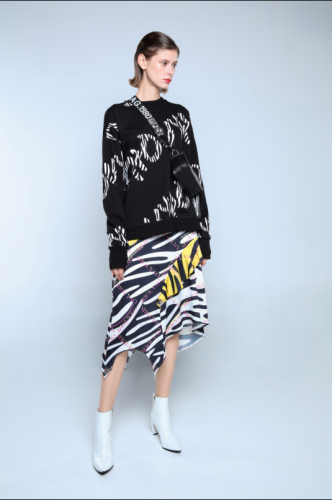 LADIES RUFFLED ZEBRA MIDI SKIRT