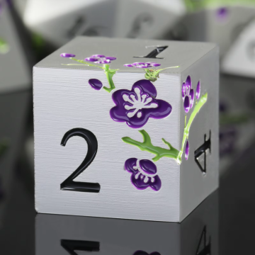 Customizable Blue Rose Electroplated Gold Metal Dice for DND and RPG Board Games