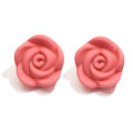 Colorful Mixed Matte Resin Rose Flower Flatback Cabochon With Drilled Holes Artificial Rose Phone Case DIY Decor 22MM