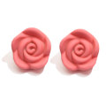 Cabochon flatback colorato misto resina opaca fiore rosa con fori trapanati cassa del telefono artificiale rosa decorazione fai da te 22 mm