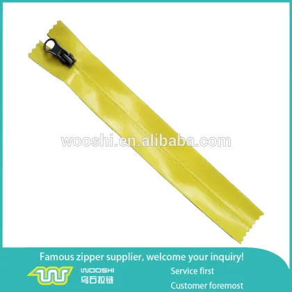 Yellow color China manufacturer nylon waterproof zipper shiny ykk waterproof zipper