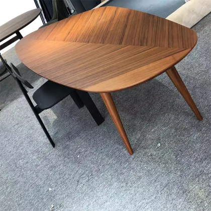 New Arrival Luxury Mushroom-Shaped Walnut Veneer Dining Table Set