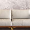 Sofa sofi kulit sing elegan kanthi sentuhan mewah