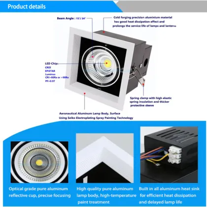 30W LED Downlight Recessed, Single, Double or Triple Head Square Downlight