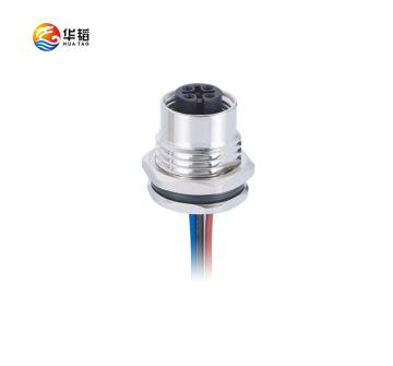 M12 5-core Female Head Waterproof Connector Front lock