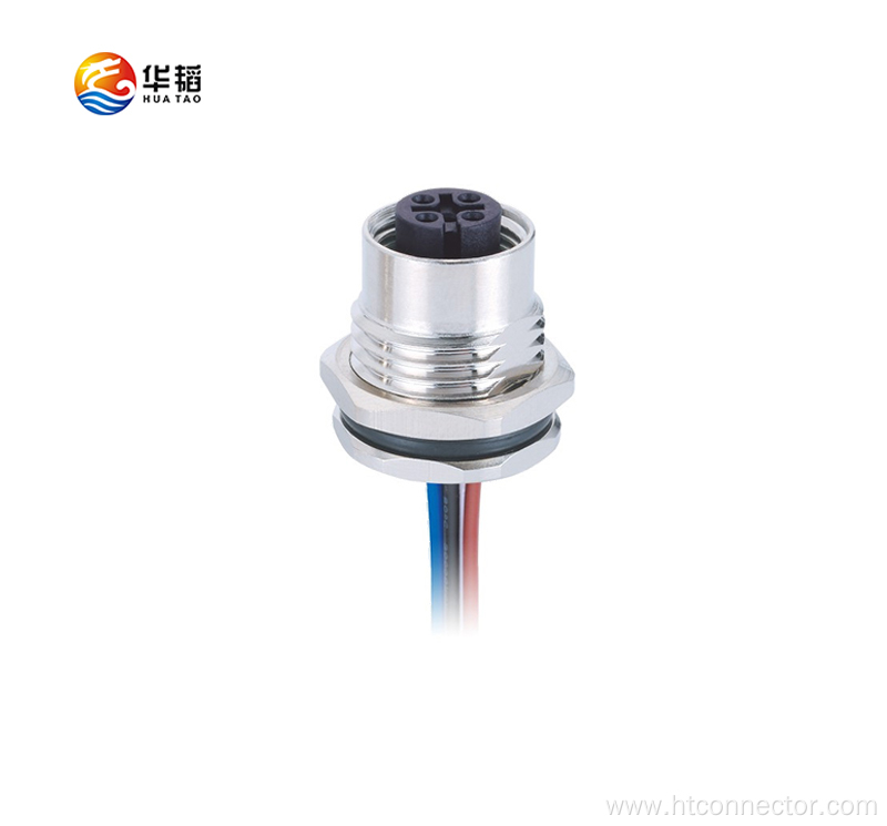 M12 5-core Female Head Waterproof Connector Front lock