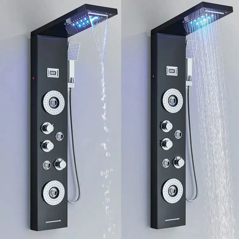 8030 Black Modern Multifunctional LED304 Stainless Steel Bathroom Shower Column5