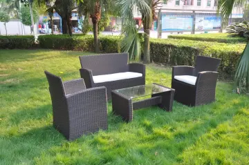4 pcs brown color sofa aluminum rattan furniture
