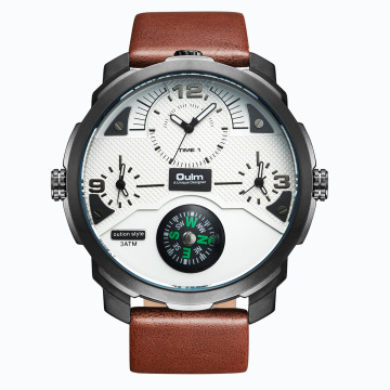 OULM En Lüks Spor Kronograf Hakiki Deri Saatler Moda Erkek Saat 55mm Küçük Kadran Işık Kuvars Kol Saati reloj