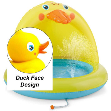 Yellow Duck Kiddie Pool with Sprinkler Toddler Pool