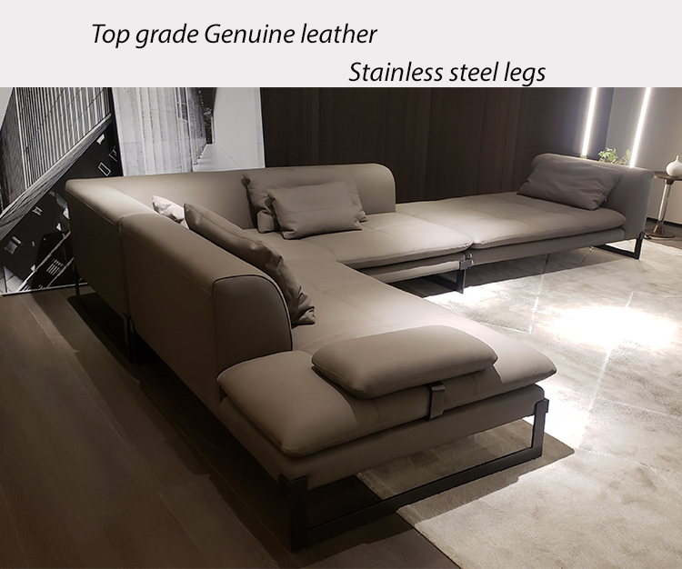 Kaki stainless steel spons kepadatan tinggi oranye dan bentuk furnitur ruang tamu set sofa kain atas