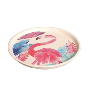 Custom Printed Bamboo Fiber Serving Tray,Round Tea Valet Food Tray