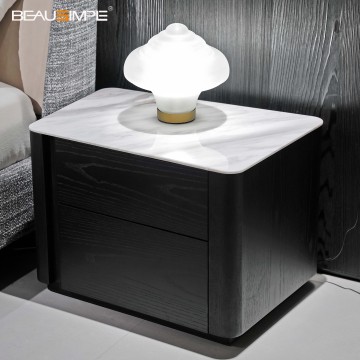 Nightstand with Volakas Marble and Ash Veneer Design