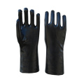 Schwarze PVC-Handschuhe glatte Oberfläche Interlock Liner 12 &quot;