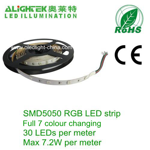 7,2W Dc12v 30st meterweise jagen Smd5050 Rgb Led Strip Light Tape