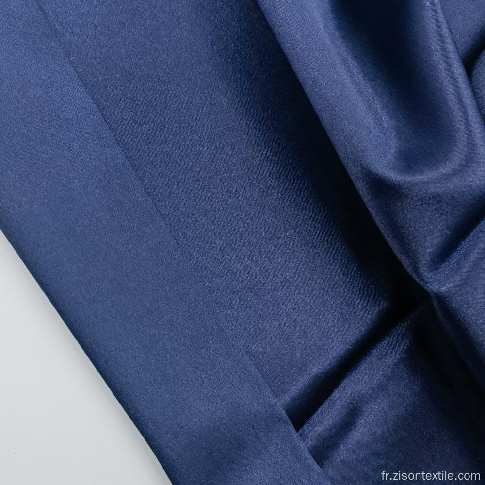 Tissus de satin élégant 100% polyester Spandex bleu saphir