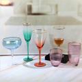 Ribbed Champagne Glass Set dengan Rim Emas