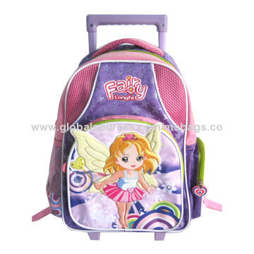 New Style School Wheeled Backpack for Girls, Made of Clothing Fabric