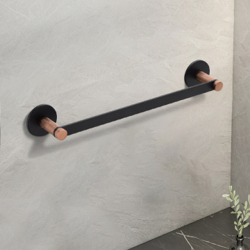 Black Single Toilet Towel Holder - Brass and Stainless Steel Bath Wall Rack