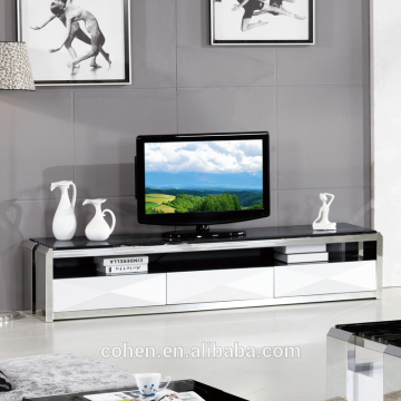 European luxury stoving varnish stainless steel TV stand/cabinet for living furnitureE018