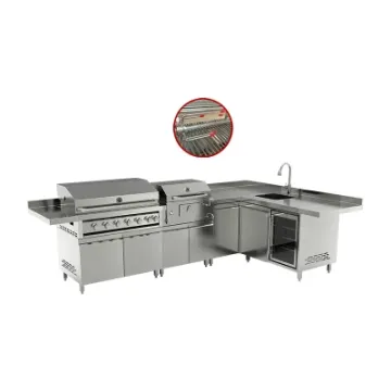 Large Outdoor Kitchen Island BBQ Grill Cabinet Set