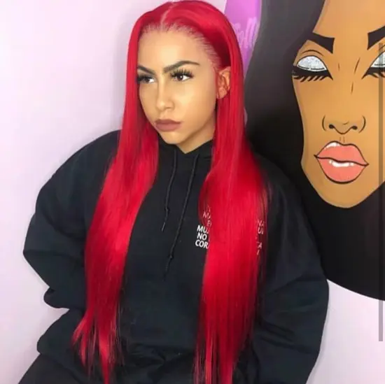 X-TRESS straight Human Hair Extension wig lace frontal Wigs BURG colored  Indian raw virgin human Hair Wig For black Women