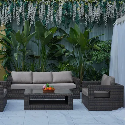 All Weather Outdoor Furniture Courtyard Rattan Garden Sofa