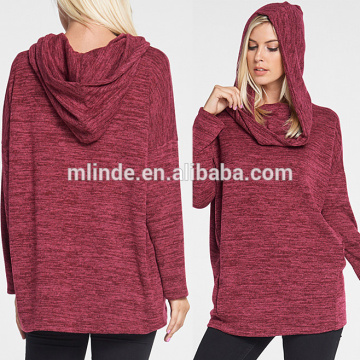 Bulk Cheap Women Fashion Long Sleeve Plain Dyed Burgundy Slouchy Hoodie Sweatshirts Wholesale Custom Manufacturer Sweatshirts