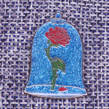 Glass Rose Enamel Pin beauty beast brooch elegant bell jar badge surreal art jewelry