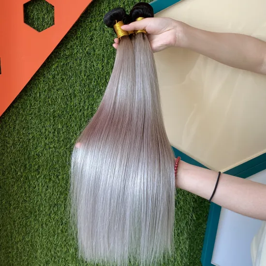 Top Quality 1B/Grey Straight Human Hair Bundles Wholesale