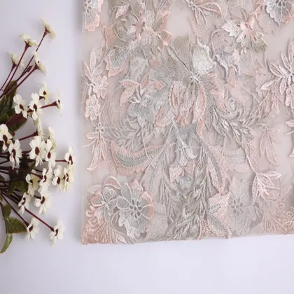 Multicolor Flower Embroidery On Nylon Korea Mesh