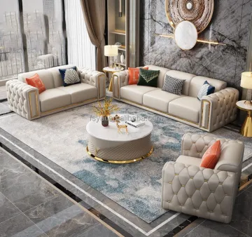 Modern 6-Seater Wooden Sofa Set for Simple American Living Room Designs