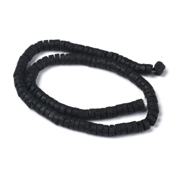 6mm Flat Round Natural Lava Rock Heishi Beads - Pandahall Collection
