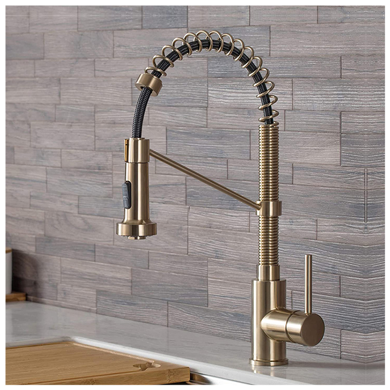 Top Touch Champagne Gold Kitchen Pull Out taps