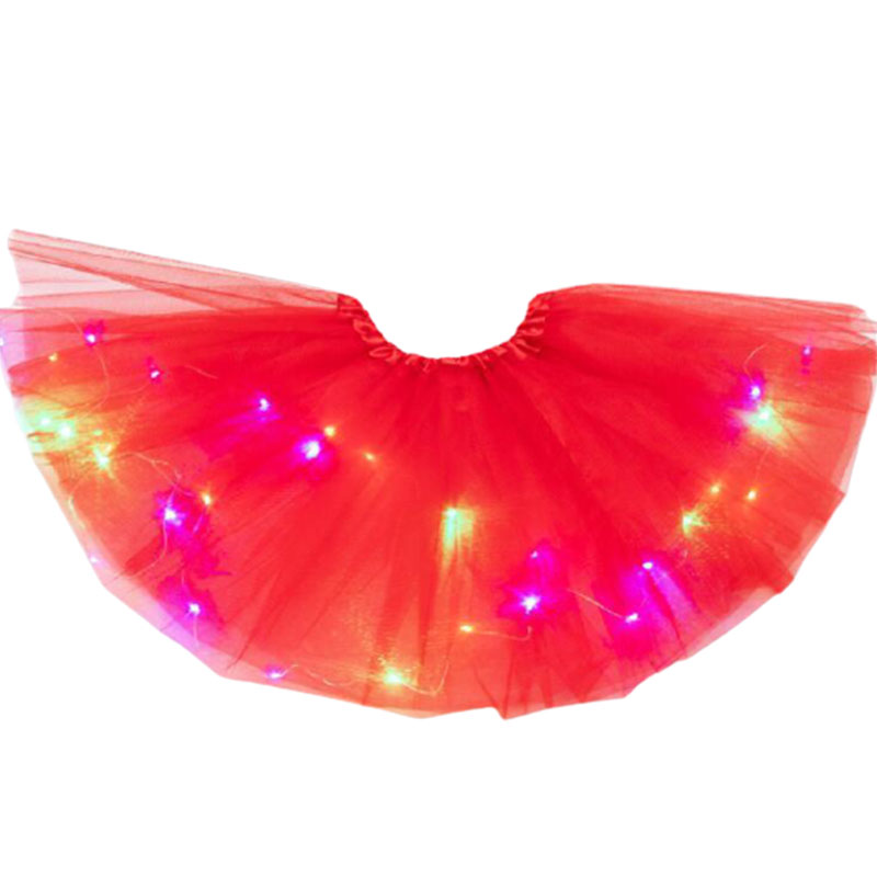 Girls Children Neon LED Tutu Party Prom Costume Wear Pleated Tulle To Light Up Christmas Halloween Skirts Gifts