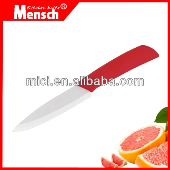 4 inch colorful ceramic fruit knife with red handle