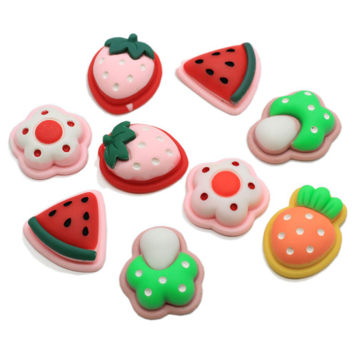 Mix Design Harz Wassermelone Erdbeer Flatback Perlen Simulation Karotte Gemüse DIY Handwerk Schlüsselbund Herstellung Haarnadel Ornament