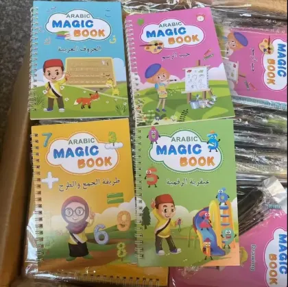 4 Pcs Reusable Magic CopyBook: Arabic Alphabet Practice for Kids