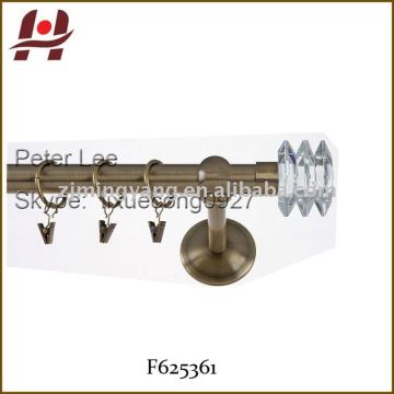 F625361 metal iron aluminium stainless steel brass telescopic aluminum adjustable double electric curtain rod crystal end