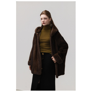KC Fur Crown Grade Medium to Long Fashion Young Sleeved Mink Coat for Women