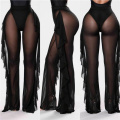 Women's Sheer Mesh Ruffle Pants