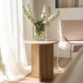 Table ronde table de chevet en travertin beige