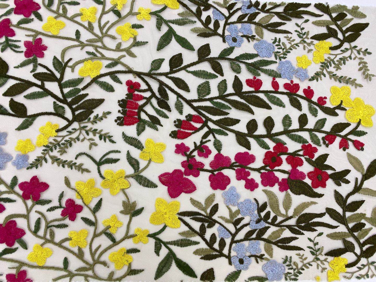 Allover Multicolor Flower Embroidery Fabric 