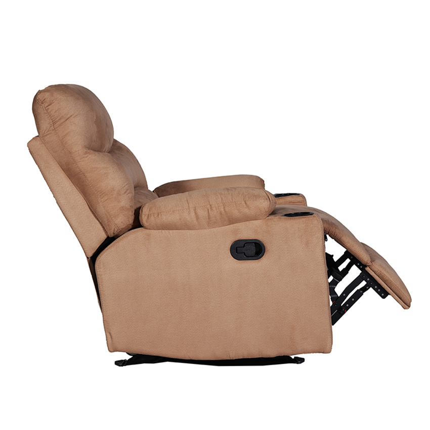 Single Faux Suede Recliner Sofa with Cupholder