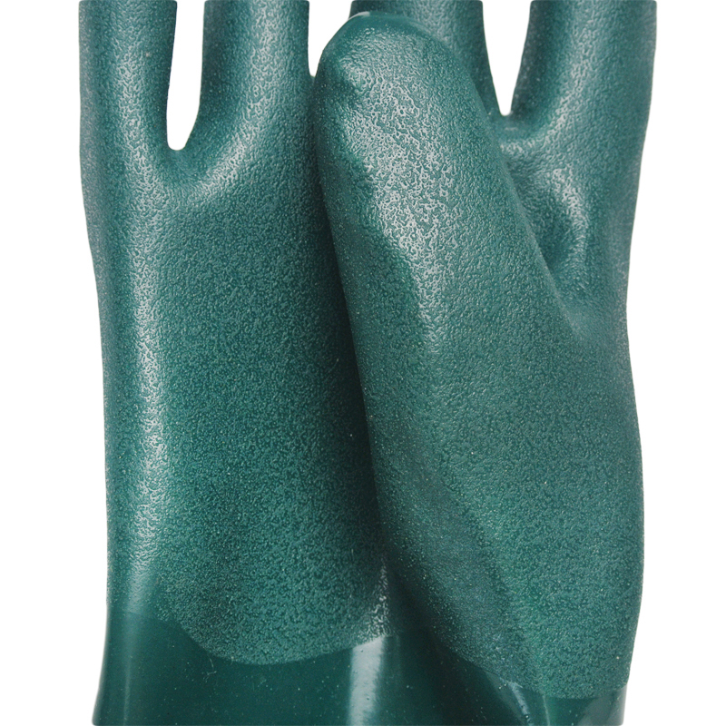 green pvc coated gloves 14inch