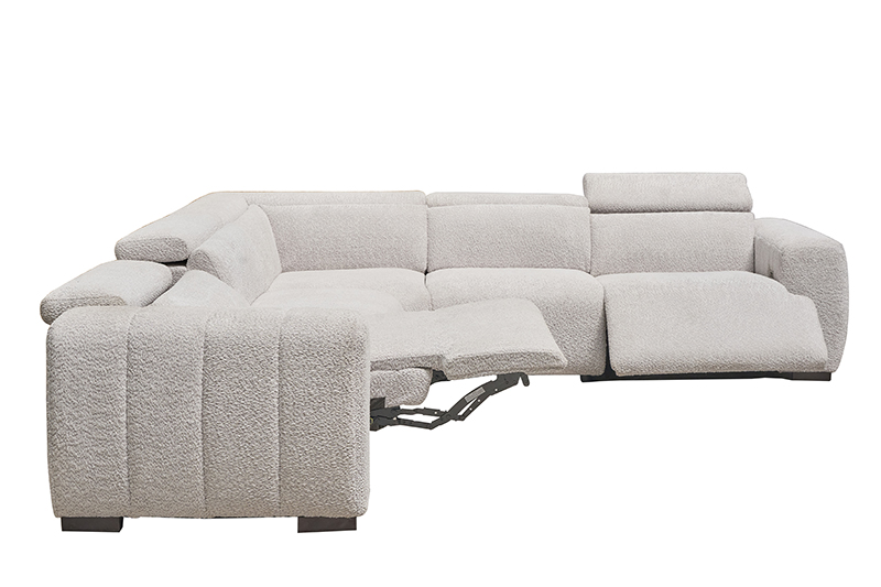 White Teddy Boucle Electric Corner Recliner Sofa Set